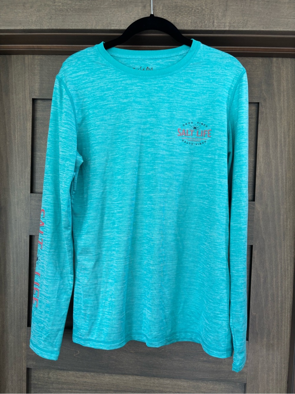 Salt Life Kids Long Sleeve Tee in Aqua Blue Heather